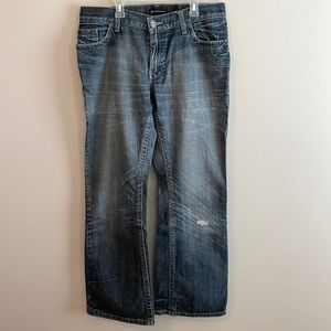 INC Jeans Men’s W32 L30 Rio Dark Wash Distressed with Zippered Back Pockets